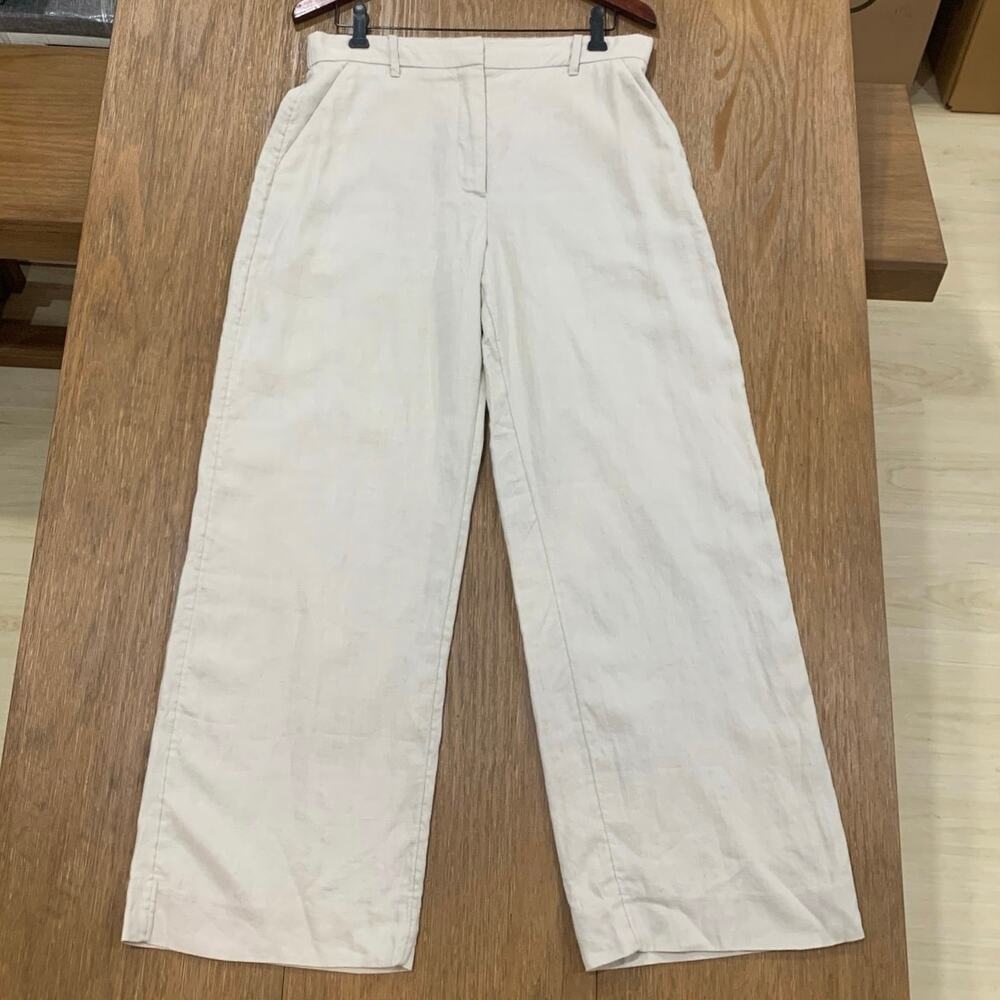 NWT Abercrombie & Fitch 100% Linen Wide Leg Trouser Pants Size 10 - Picture 2 of 10